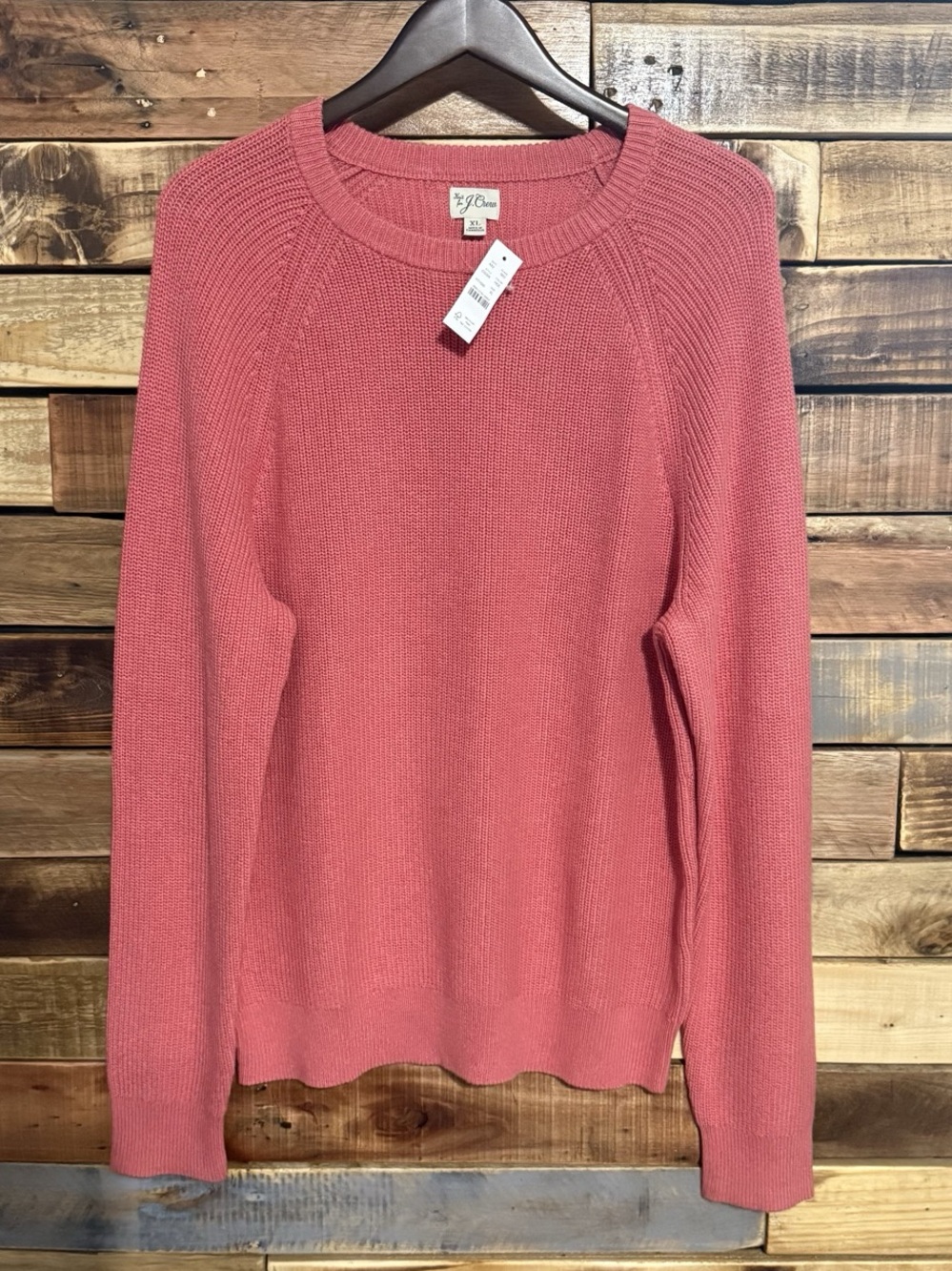 NWT J.Crew Men's Heather Geranium (Pink) Heritage Cotton Ribbed Sweater XL
